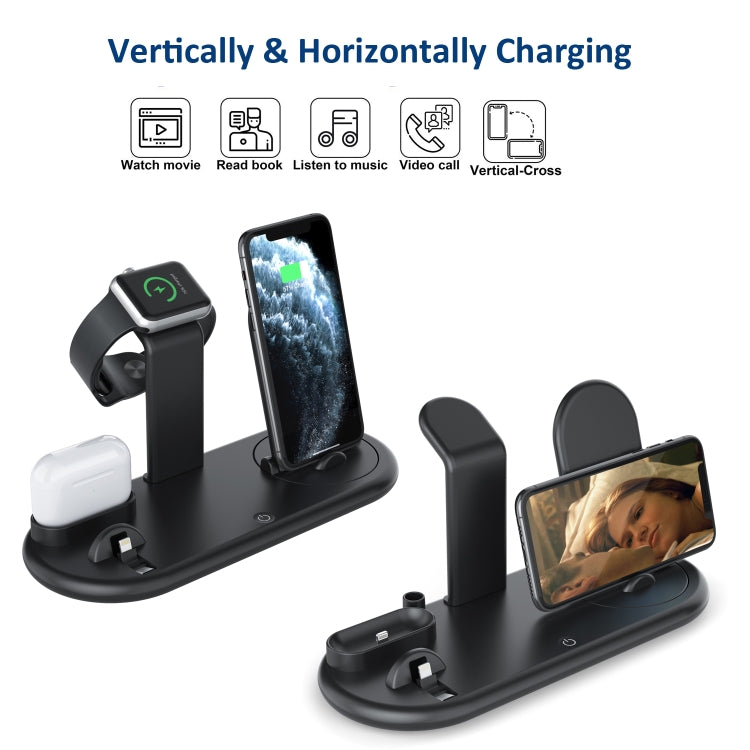 HQ-UD20 Mobile Phone Watch Multi-Function Charging Stand Wireless Charger for Phones & Apple Watch & Airpods(Black)