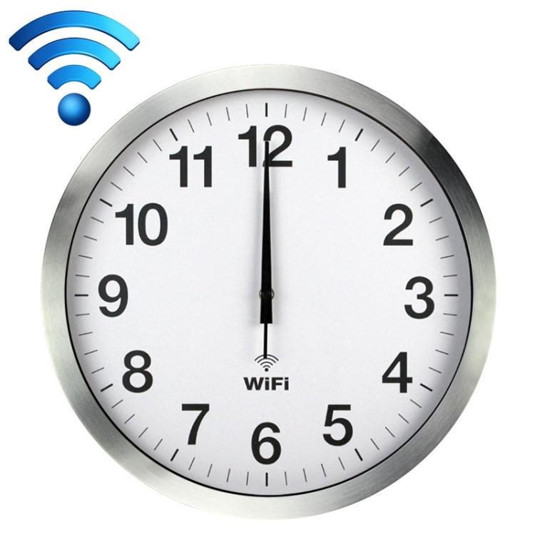 Smart Network Automatic Time Synchronization Wifi Wall Clock Modern Minimalist Silent Living Room Clock, Size:16 inch(Silver)
