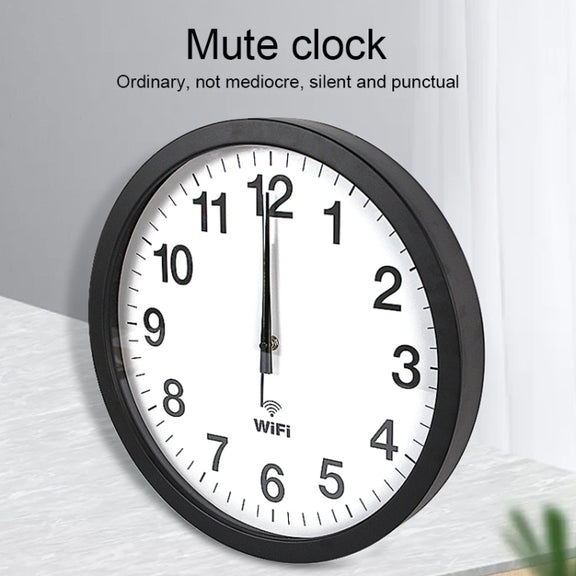 Smart Network Automatic Time Synchronization Wifi Wall Clock Modern Minimalist Silent Living Room Clock, Size:16 inch(Silver)
