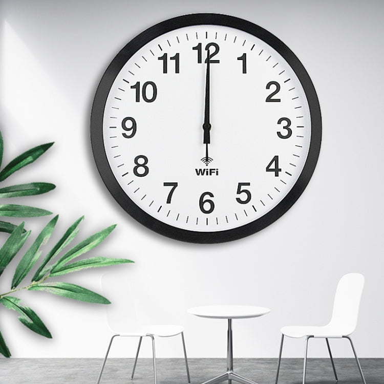 Smart Network Automatic Time Synchronization Wifi Wall Clock Modern Minimalist Silent Living Room Clock, Size:16 inch(Silver)