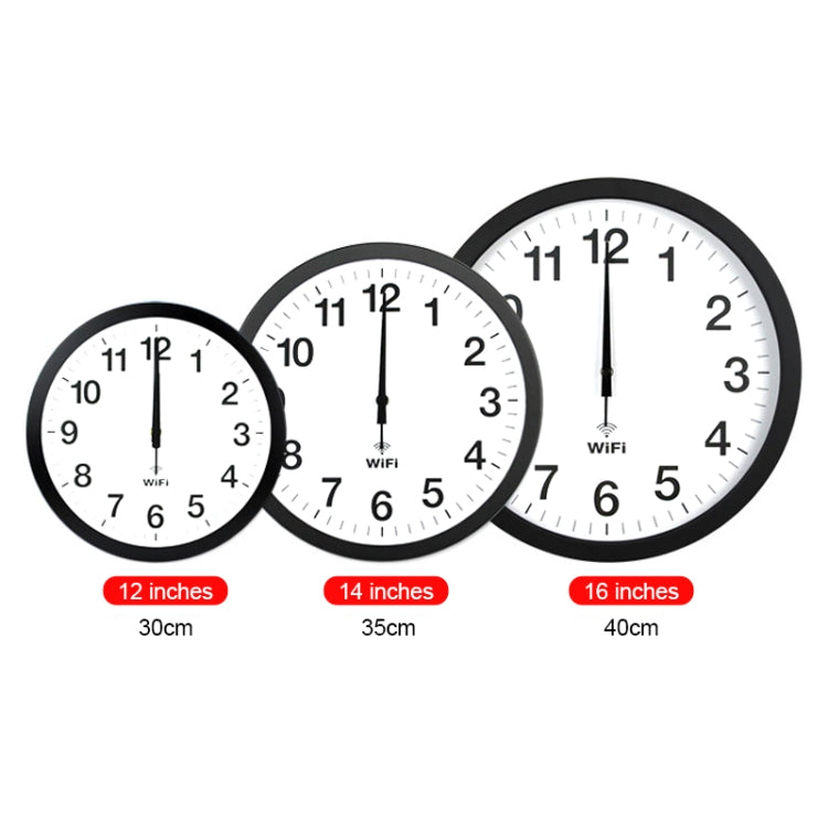Smart Network Automatic Time Synchronization Wifi Wall Clock Modern Minimalist Silent Living Room Clock, Size:16 inch(Black)
