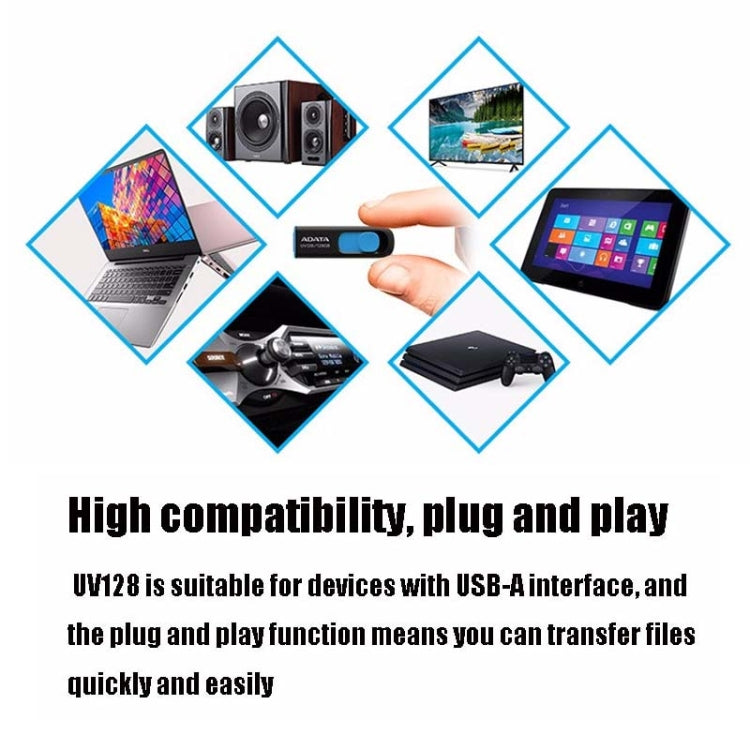 ADATA UV128 Car Speaker Office Storage U Disk, Capacity: 64GB, Random Color Delivery