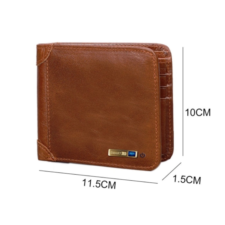 Men Leather Business Wallet Smart Anti-Lost Anti-Theft Wallet, Style:Smart(Black)