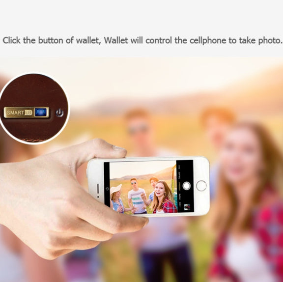 Men Leather Business Wallet Smart Anti-Lost Anti-Theft Wallet, Style:Smart(Black)