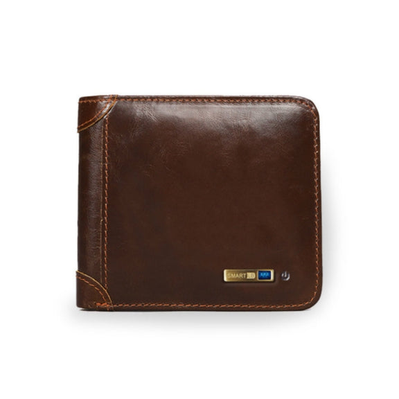 Men Leather Business Wallet Smart Anti-Lost Anti-Theft Wallet, Style:Smart(Brown)