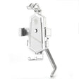 Bicycle Mobile Phone Holder Can Rotate And Adjust Fixed Aluminum Alloy Bracket Automatic Grab Bracket, Style:Rearview Mirror Installation(Silver) - Holders by PMC TechLife | Online Shopping South Africa | PMC TechLife | Buy Now Pay Later Mobicred