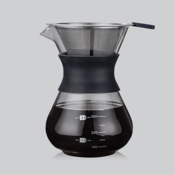 High Temperature Resistant Coffee Maker, Capacity:400ml, Style:With Strainer