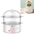 LINGRUI Timer Mini Multi-Function Egg Cooker Automatic Power Off Home Breakfast Machine, CN Plug, Specification:Double Layers(Pink) - free shipping - PMC TechLife - Order now!