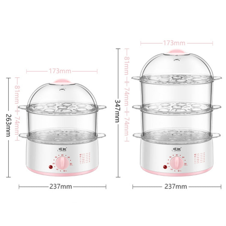 LINGRUI Timer Mini Multi-Function Egg Cooker Automatic Power Off Home Breakfast Machine, CN Plug, Specification:Double Layers(Grey)