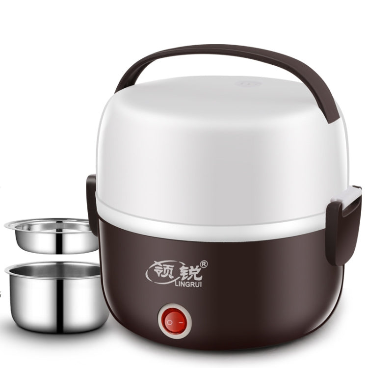 LINGRUI Multi-Function Electric Lunch Box Electric Heating Insulation Cooking Mini Rice Cooker, CN Plug, Specification:Double Layer(Purple)
