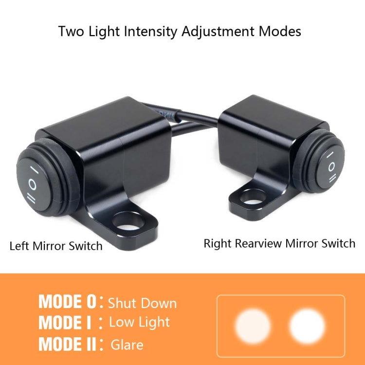 2 PCS / Set Motorcycle LED Lights Rearview Mirror Left And Right Switches Water-resistant Boat-Shaped Switches