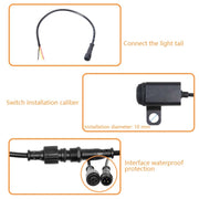2 PCS / Set Motorcycle LED Lights Rearview Mirror Left And Right Switches Water-resistant Boat-Shaped Switches