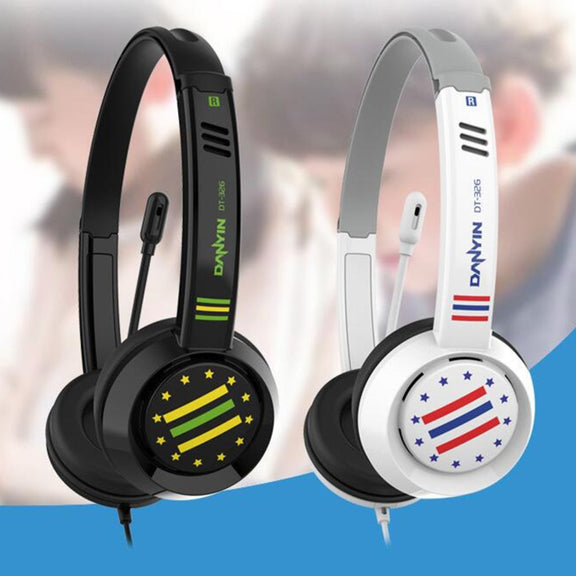 DANYIN DT326 Head-mounted Desktop Computer Children Learning Wire Headset with Microphone, Cable Length:1.8m, Style:USB(White)
