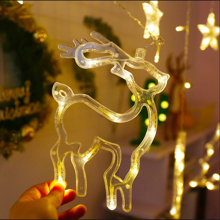 LED Curtain Lights Christmas Decoration Bell And Deer String Lights, Power Supply:USB & Battery Box(Warm White Light)