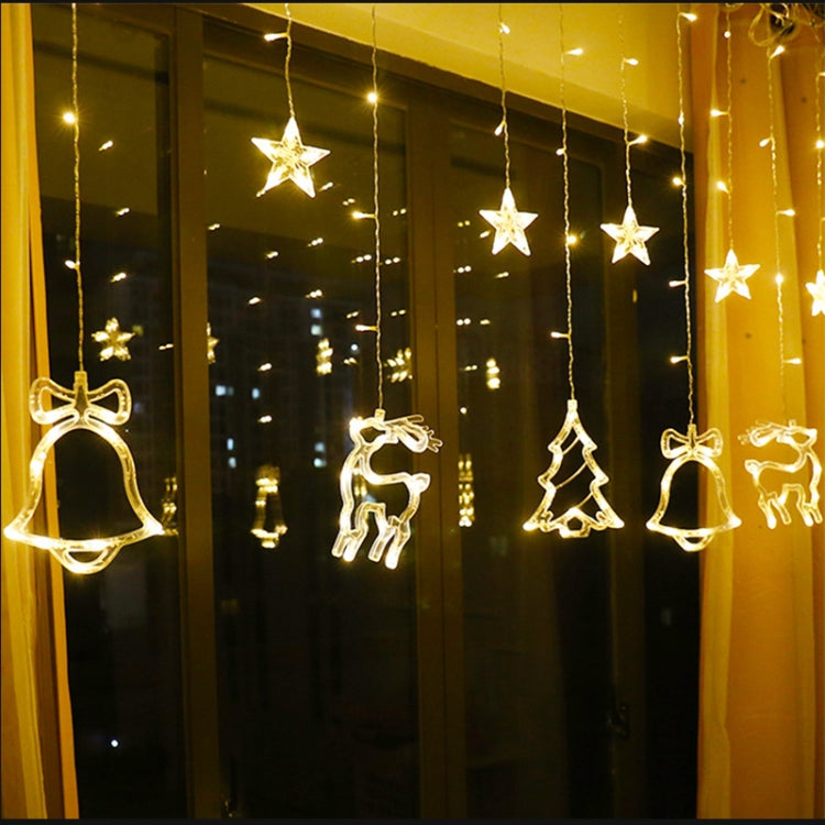 LED Curtain Lights Christmas Decoration Bell And Deer String Lights, Power Supply:USB & Battery Box(Warm White Light)