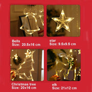 LED Curtain Lights Christmas Decoration Bell And Deer String Lights, Power Supply:Battery Box with RC(Warm White Light)