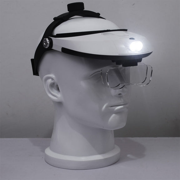The Elderly Reading And Repairing Magnifying Glass With 2 LED Lamp Head-Mounted HD Magnifying Glass