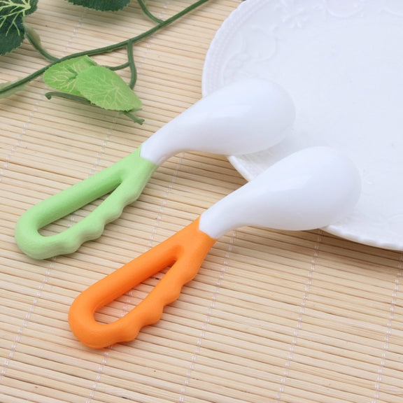 2 PCS Baby Curved Spoon Eat Spoon Baby Pacifier Feeding Spoon Solid Supplies Curved Spoon Children Tableware(Mixing)