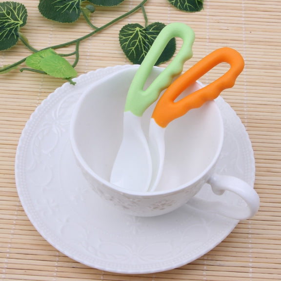 2 PCS Baby Curved Spoon Eat Spoon Baby Pacifier Feeding Spoon Solid Supplies Curved Spoon Children Tableware(Mixing)