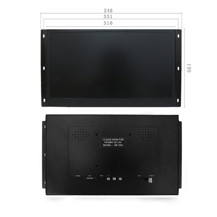 ZGYNK HB1303Q Embedded Industrial Capacitive Touch Display, US Plug, Size: 13.3 inch, Style:Resistor