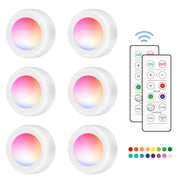 6 PCS / Set 16 Color RGB LED Night Light Strobe Atmosphere Pat Light Remote Control Cabinet Light with 2 Remote Control