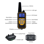 Bark Stopper Dog Training Device Dog Collar with Electric Shock Vibration Warning(UK Plug)