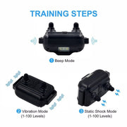 Bark Stopper Dog Training Device Dog Collar with Electric Shock Vibration Warning(UK Plug)