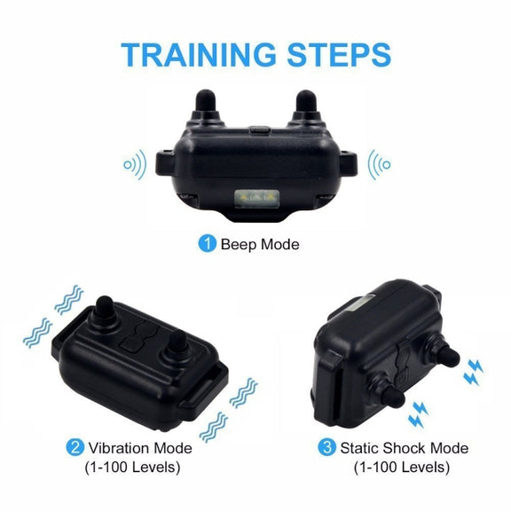 Bark Stopper Dog Training Device Dog Collar with Electric Shock Vibration Warning(UK Plug)
