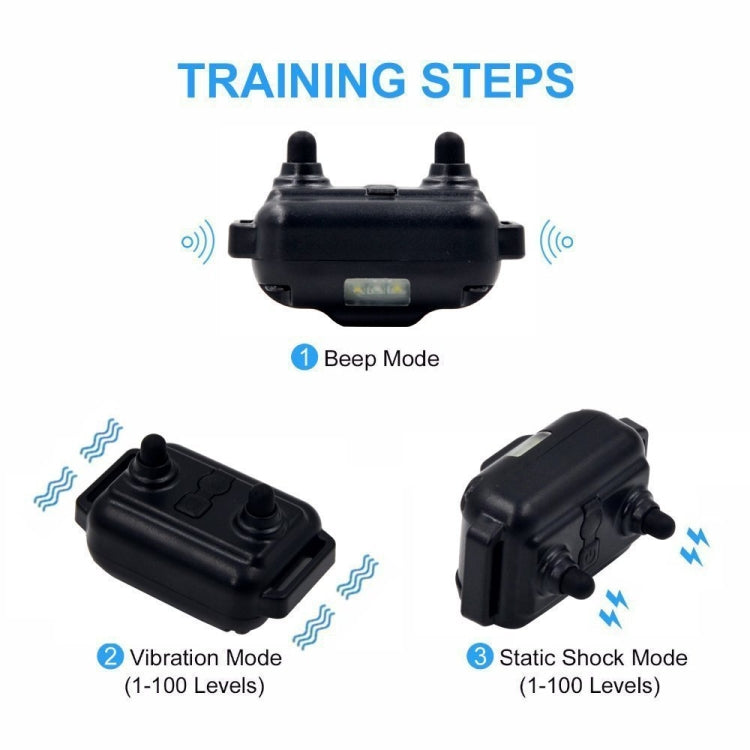 Bark Stopper Dog Training Device Dog Collar with Electric Shock Vibration Warning(UK Plug)