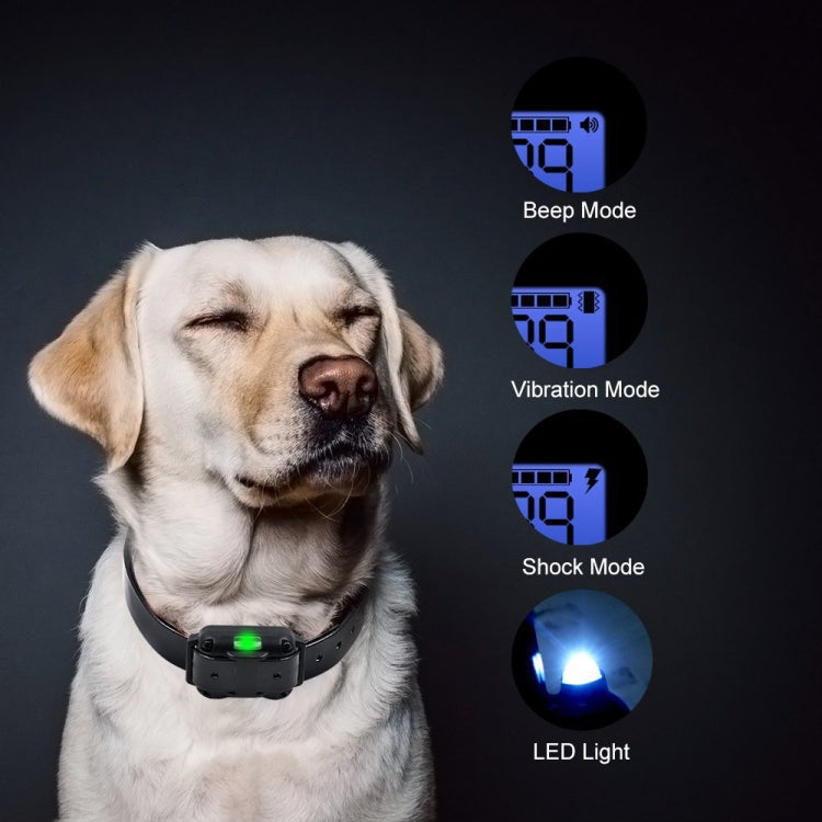 Bark Stopper Dog Training Device Dog Collar with Electric Shock Vibration Warning(US Plug)
