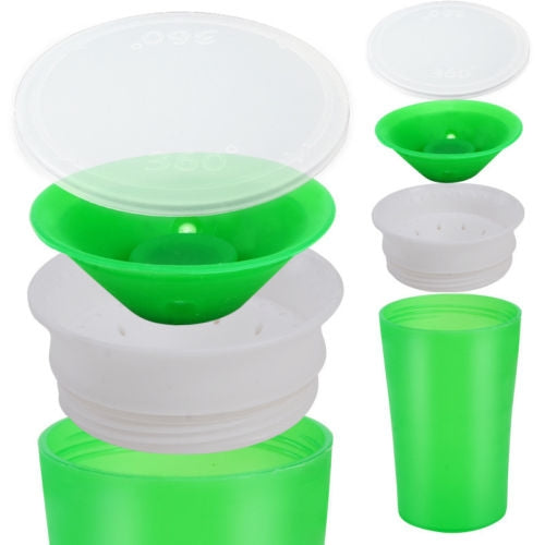 360 Degrees Rotated Baby Learning Drinking Cup With Double Handle Flip(Yellow)
