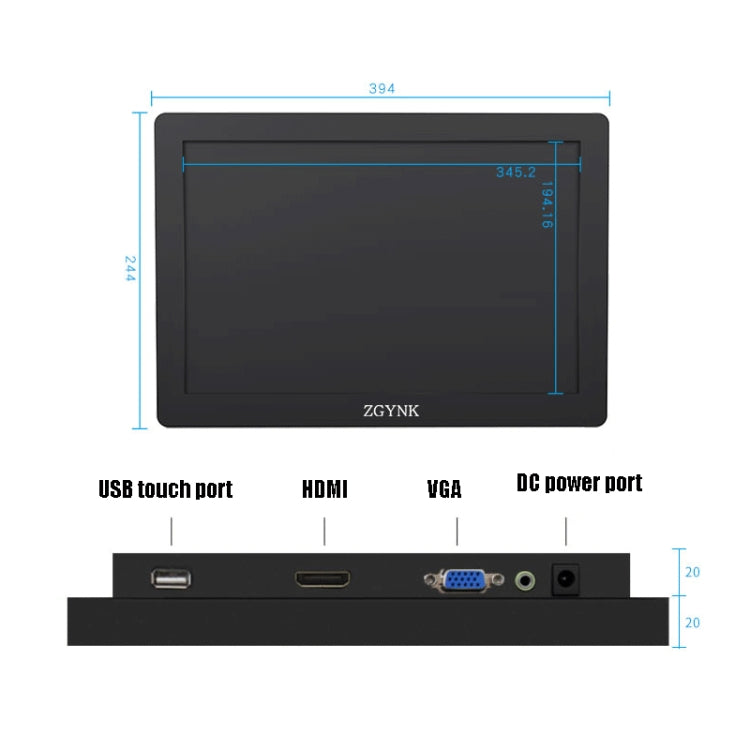 ZGYNK KQ101 HD Embedded Display Industrial Screen, Size: 15.6 inch, Style:Capacitive
