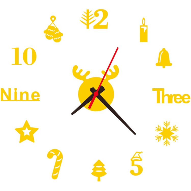 Acrylic 3D Wall Clock DIY Living Room Bedroom Wall Background Decoration(Gold)