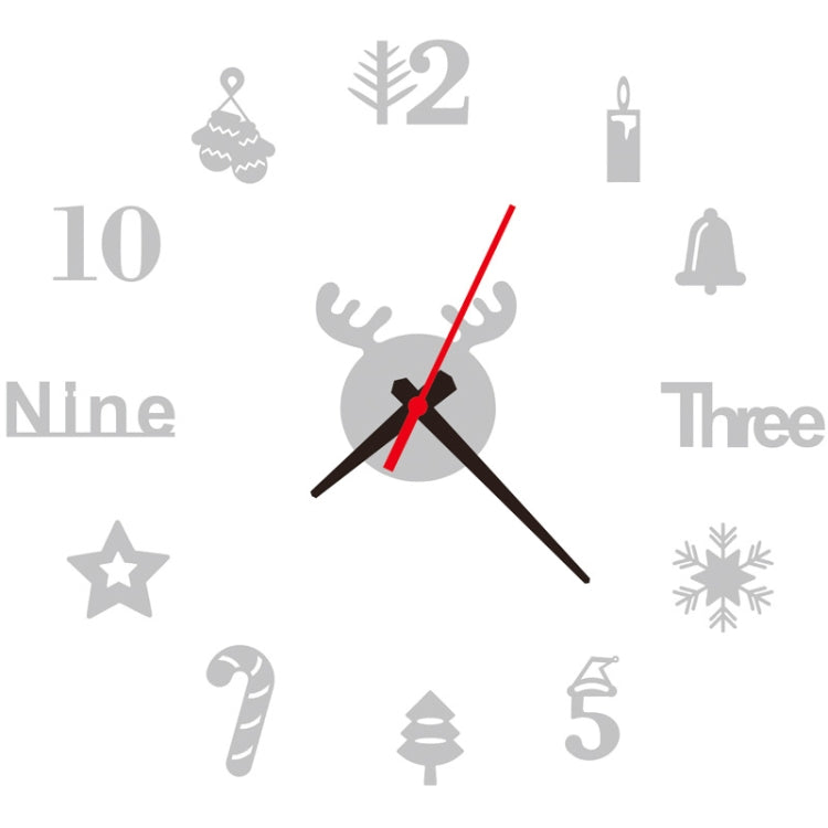 Acrylic 3D Wall Clock DIY Living Room Bedroom Wall Background Decoration(Silver)