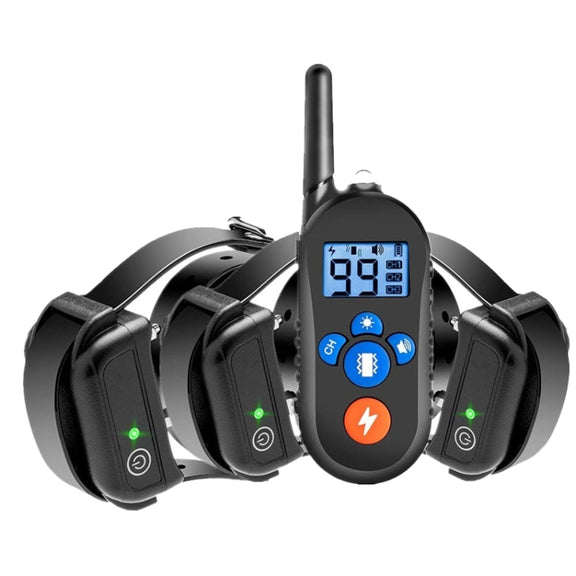 800m Remote Control Electric Shock Bark Stopper Vibration Warning Pet Supplies Electronic Water-resistant Collar Dog Training Device, Style:556-3(EU Plug)