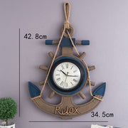 Retro Old Decoration Wall Clock Living Room Wooden Clock Wall Decoration(Blue)