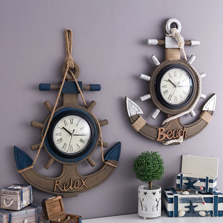 Retro Old Decoration Wall Clock Living Room Wooden Clock Wall Decoration(Silver)