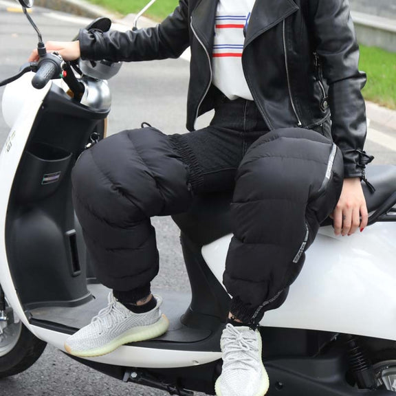 Electric Bicycle Winter Motorcycle Windshield Water-resistant Warm Leg Cover Plus Velvet Padded Knee Pads, Size:60cm Increase(Black)
