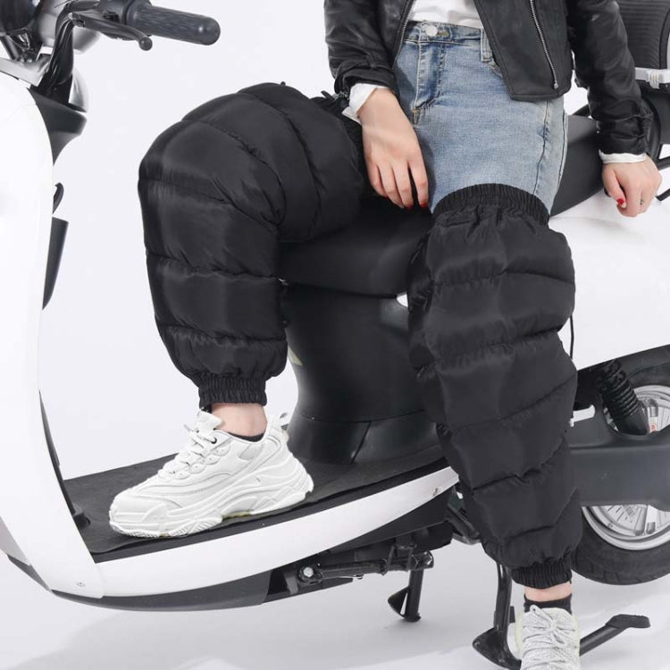 Electric Bicycle Winter Motorcycle Windshield Water-resistant Warm Leg Cover Plus Velvet Padded Knee Pads, Size:60cm Increase(Black)