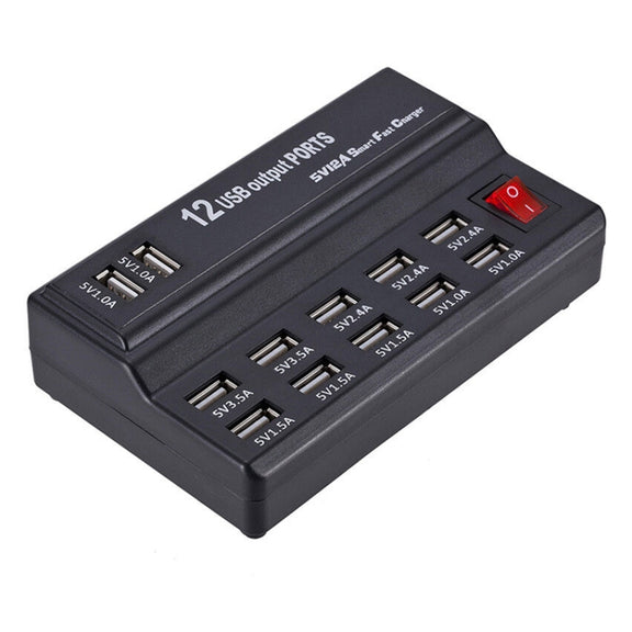 100-240V USB Interface Smart Fast Charge Digital Electronic Charger Multifunctional Charger, US Plug, Style:12 Ports
