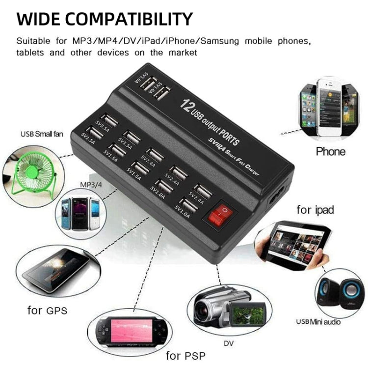 100-240V USB Interface Smart Fast Charge Digital Electronic Charger Multifunctional Charger, US Plug, Style:12 Ports