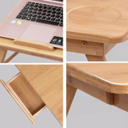 Folding Laptop Desk Bed Card Slot Lifting Type Lazy Computer Desk, Size: Medium (54cm), Style:with Drawer