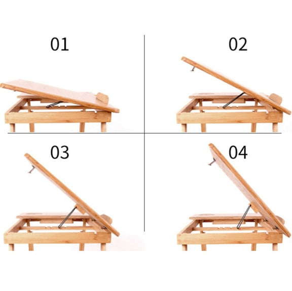 Folding Laptop Desk Bed Card Slot Lifting Type Lazy Computer Desk, Size: Medium (54cm), Style:with Drawer
