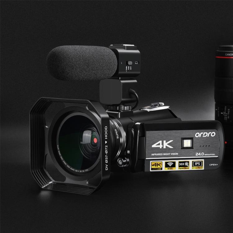 ORDRO AC3 3.1 inch IPS Screen 4K Full HD 13MP Night Vision WiFi Live Camcorder DV Digital Camera, Style:Standard(Black)