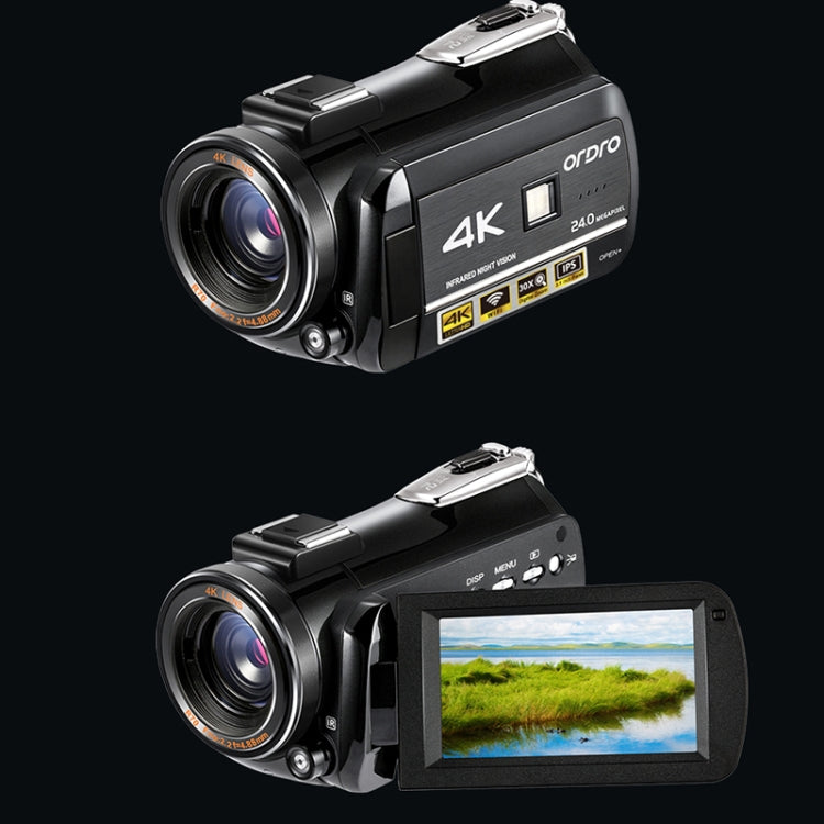 ORDRO AC3 3.1 inch IPS Screen 4K Full HD 13MP Night Vision WiFi Live Camcorder DV Digital Camera, Style:Standard + Microphone(Black)