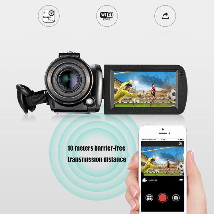 ORDRO AC5 4K HD Night Vision WiFi 12X Optical Zoom Digital Video DV Camera Camcorder, Style:Standard(Black)