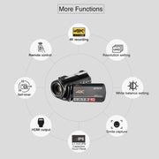 ORDRO AC5 4K HD Night Vision WiFi 12X Optical Zoom Digital Video DV Camera Camcorder, Style:Standard + Microphone(Black)