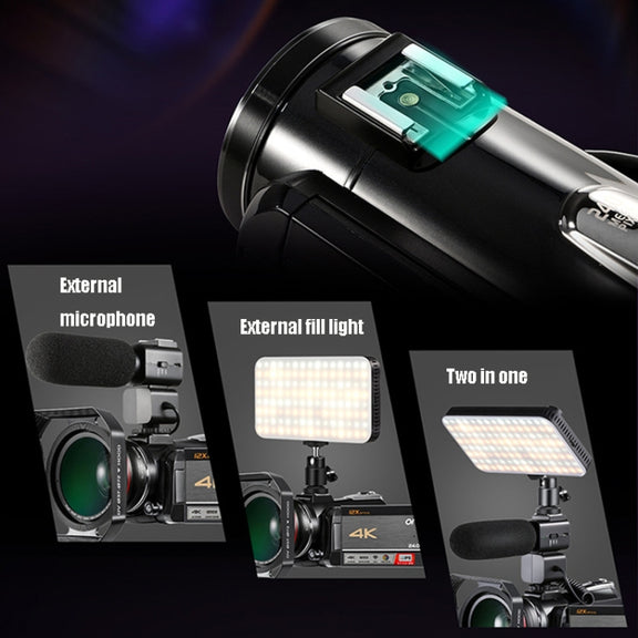 ORDRO AC5 4K HD Night Vision WiFi 12X Optical Zoom Digital Video DV Camera Camcorder, Style:Standard + Microphone(Black)