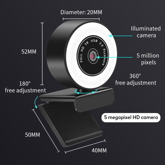 A9mini USB Drive-Free HD Fill Light Camera with Microphone, Pixel:2.0 Million Pixels 1080P
