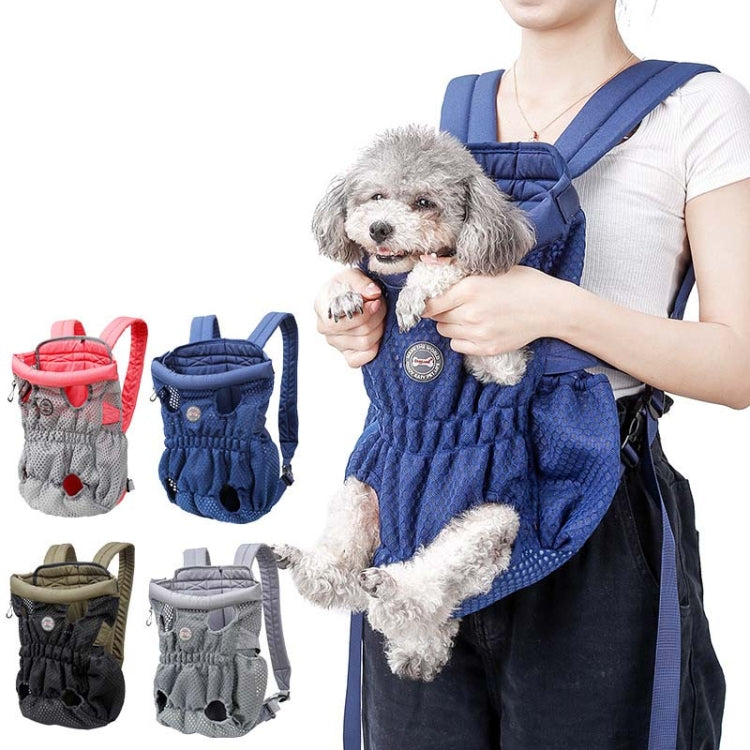 Doglemi Pet Outing Backpack Dog Shoulder Chest Bag Breathable Mesh Dog Cat Bag, Size:L(Blue)
